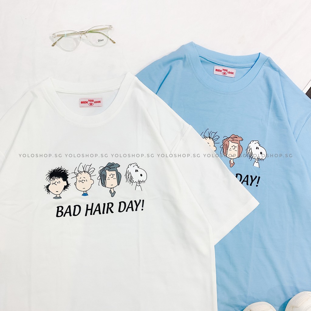 Áo thun tay lỡ 🥕 BAD HAIR DAY 🥕 phông Unisex nam nữ tee oversize form rộng pull Ulzzang Streetwear Hàn Quốc vải mềm
