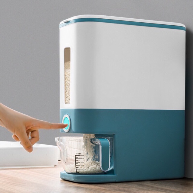 THÙNG ĐỰNG GẠO 12kg NHẬT BẢN SANG TRỌNG+ KÈM GÁO ĐỰNG VÀ VO GẠO