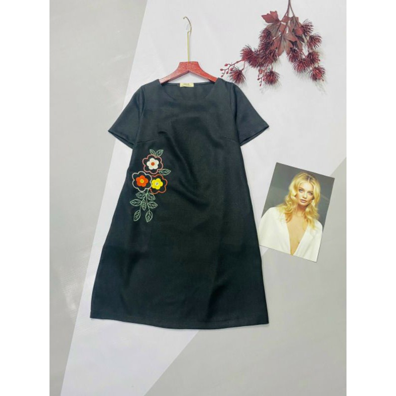 Đầm Liền Tay Ngắn Dáng Suông Cổ Tròn Cao Cấp - Váy Thun Cotton Họa Tiết Chùm Hoa - Váy Xuất Khẩu | BigBuy360 - bigbuy360.vn