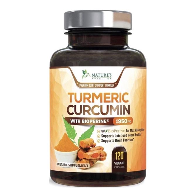 Nghệ nano liều cao Nature's Nutrition Turmeric Curcumin BioPerine 1950mg 120 viên USA