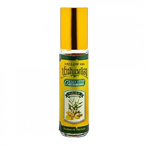 DẦU LĂN THẢO DƯỢC GỪNG NGHỆ GREEN HERB THÁI LAN (DẦU LĂN GỪNG THẢO DƯỢC GREEN HERB YELLOW OIL) -8ML- GỪNG, NGỆ, SẢ