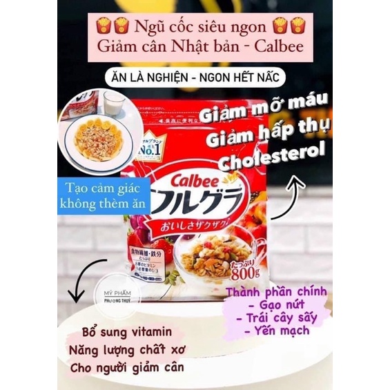 Ngũ cốc Calbee, Ngũ cốc hoa quả Calbee Nhật Bản  600 - 800gram