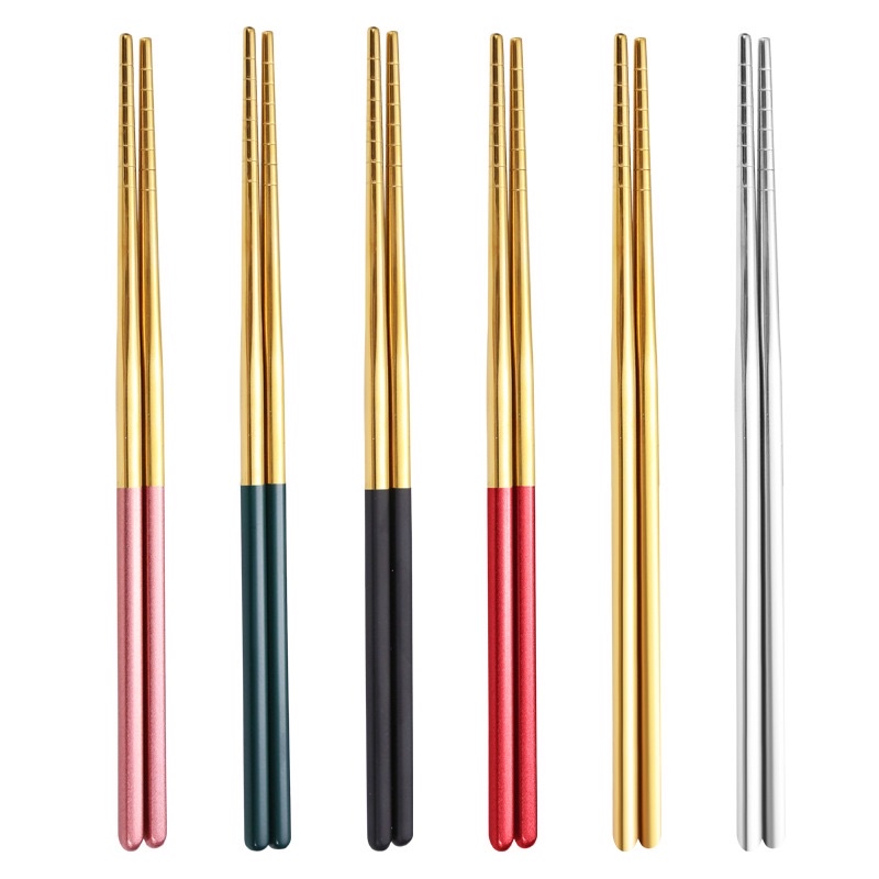 Đũa Inox 304 Mạ Vàng, Chống Trượt Sang Trọng Nhiều Màu