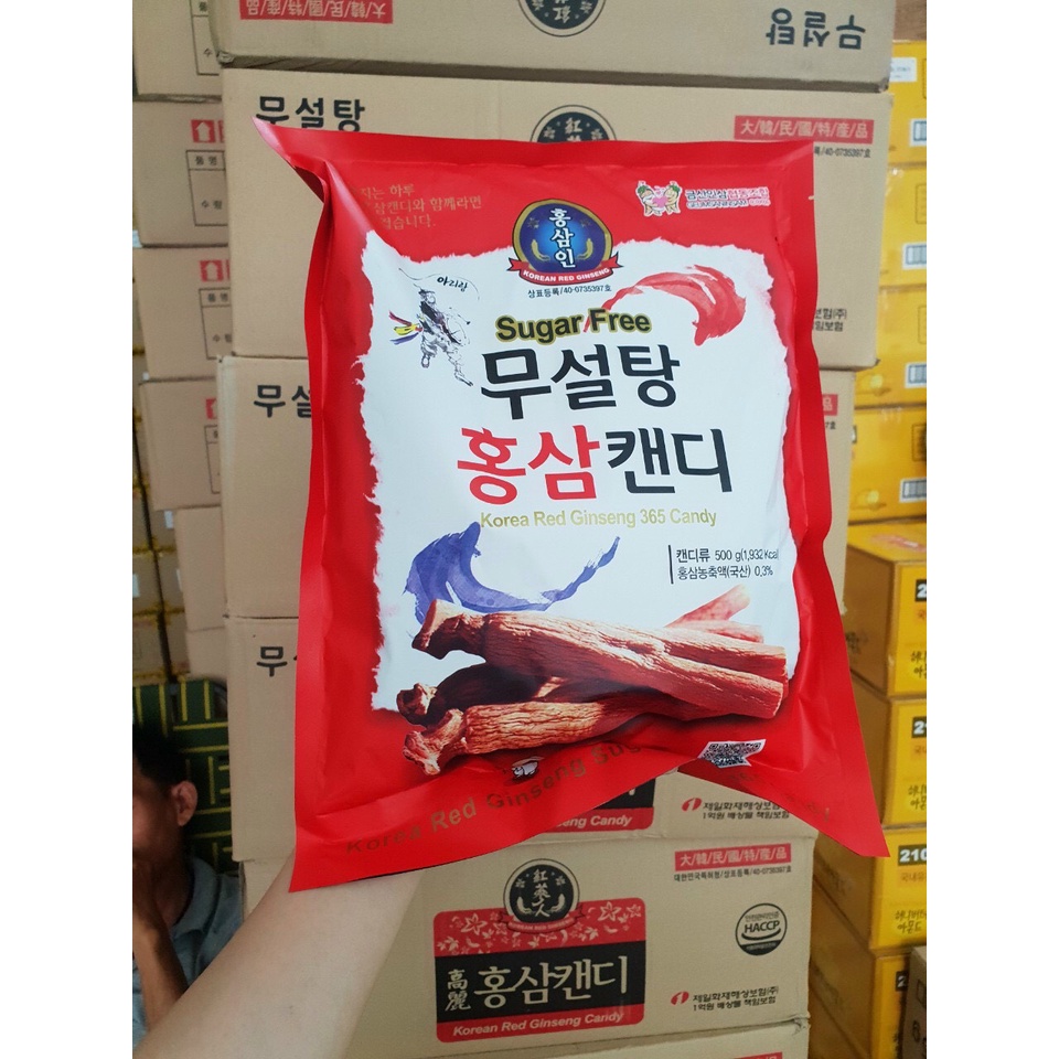 Kẹo Sâm Hàn Quốc Red Ginseng Không Đường Túi 500Gr