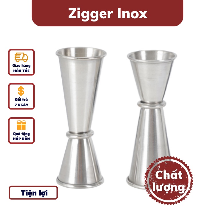 ly đong zigger định lượng; 15-30cc bằng inox 2 đầu cao cấp,  dụng cụ pha chế quán Bar, trà sữa