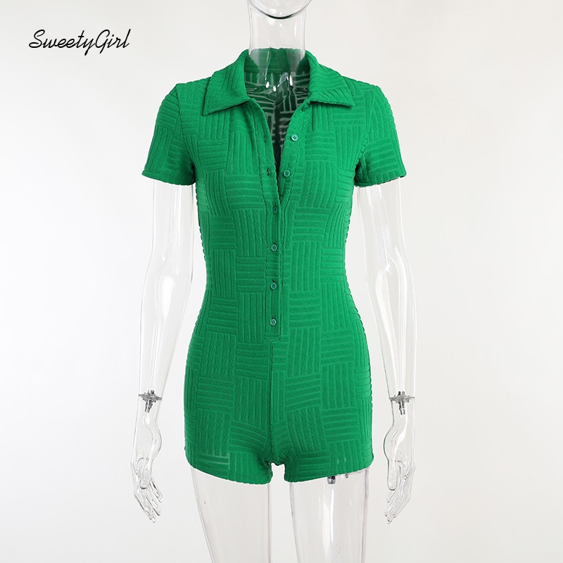 Bộ Áo Liền Quần Ngắn Tay Cổ Chữ V Màu Trơn Thời Trang 2022 Cho Nữ