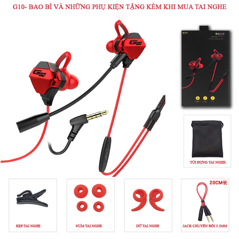 Tai nghe gaming cho điện thoại,Tai nghe gaming G10 với thiết kế cực đẹp có 2 Mic rất chuyên nghiệp