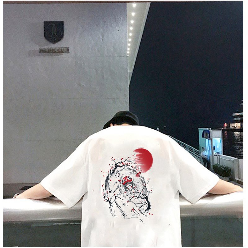 Áo thun unisex form rộng họa tiết cô gái phong cách Nhật Bản vải dày mịn 2020T2475