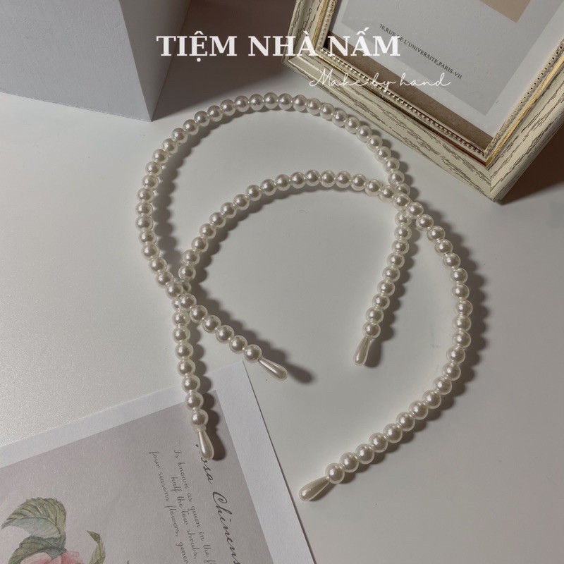 🎀CÀI TÓC GIẢ NGỌC TRAI BẢN NHỎ SANG CHẢNH - [ Nhà Nấm handmade ]