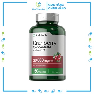 Viên Uống Hỗ Trợ Bàng Quang và Tiết Niệu Horbaach Cranberry 30,000mg + Vitamin C 150 viên