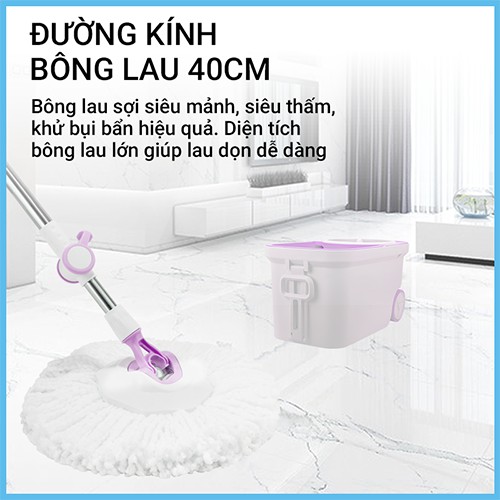 [Tặng bông lau] Cây lau nhà xoay siêu tốc mini MyJae Đài Loan kèm thùng xoay 360 độ thông minh lau sạch nhanh