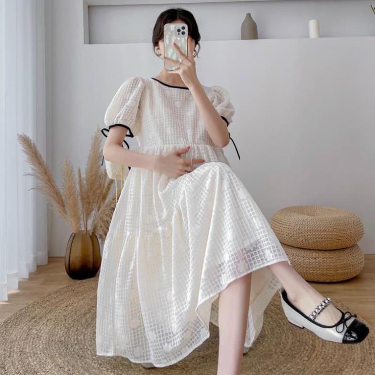 Váy bầu thiết kế dự tiệc mùa hè tkutrang-style - đầm bầu cho người có thai