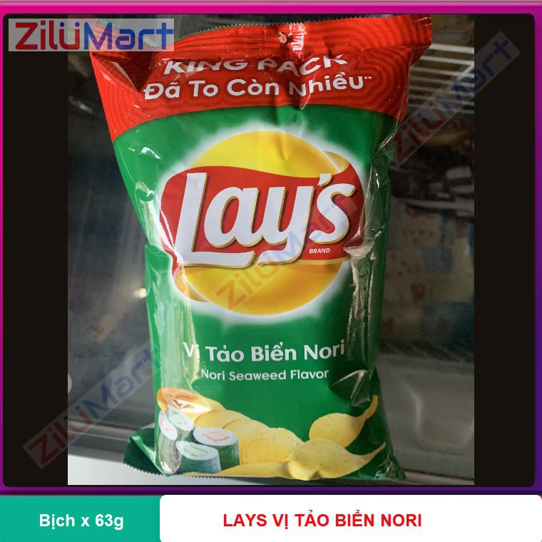 Snack khoai tây Lay's vị tảo biển Nori gói x 63g