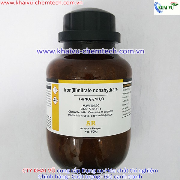 Chất Sắt III Nitrat (Iron III Nitrate) Fe(NO3)3 .9H2O chai 500g tinh khiết thí nghiệm