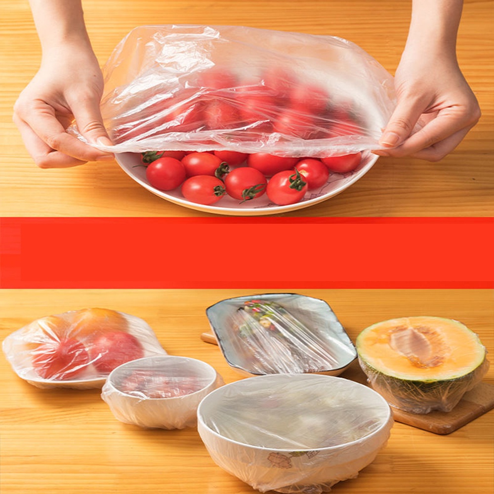 Set 100 vỏ bọc bằng nhựa co giãn dùng một lần cho nhà bếp