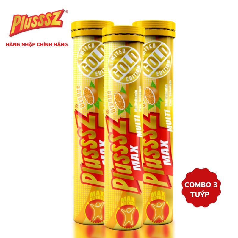 Viên sủi bổ sung vitaminc tăng cường đề kháng Plusssz Max Multi vị Cam không đường nhập khẩu chính hãng