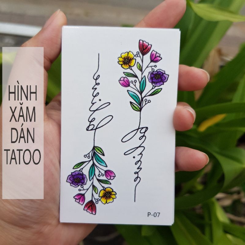 Hình xăm hoa chữ p07. Xăm dán tatoo mini tạm thời, size &lt;10x6cm