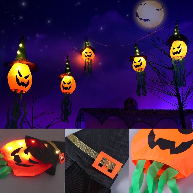 Đèn LED Treo Trang Trí Chống Thấm Nước Hình Ma Bí Ngô Halloween