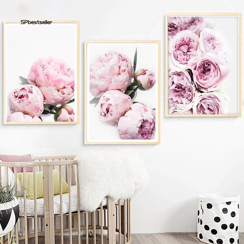 Tranh vải canvas hình hoa mẫu đơn gắn tường trang trí nội thất tiện dụng