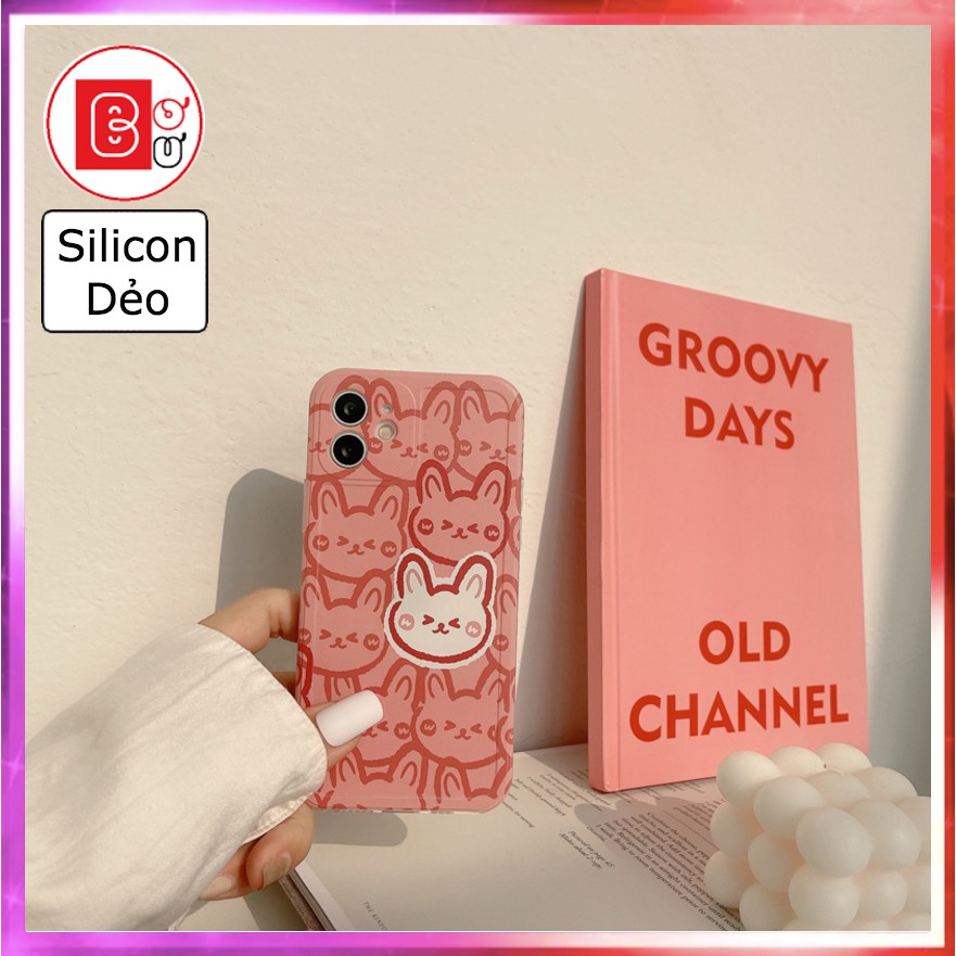 Ốp Lưng iphone 11 /8/8plus/7x/7Plus/xs/ xsmas/12/11/ 11promax/ 12promax thỏ Hồng Trắng-Bơ Bư