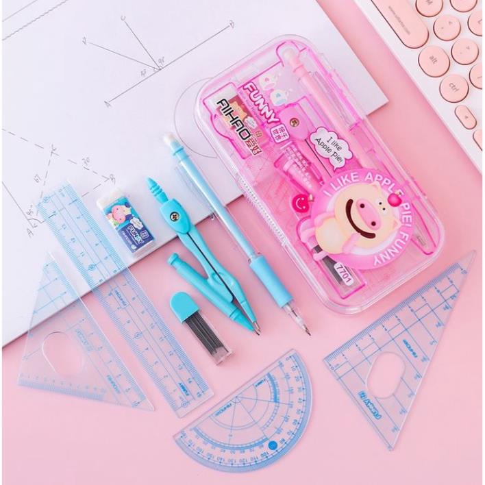 Bộ Eke Compa Bút Chì 8 Món Aihao H136