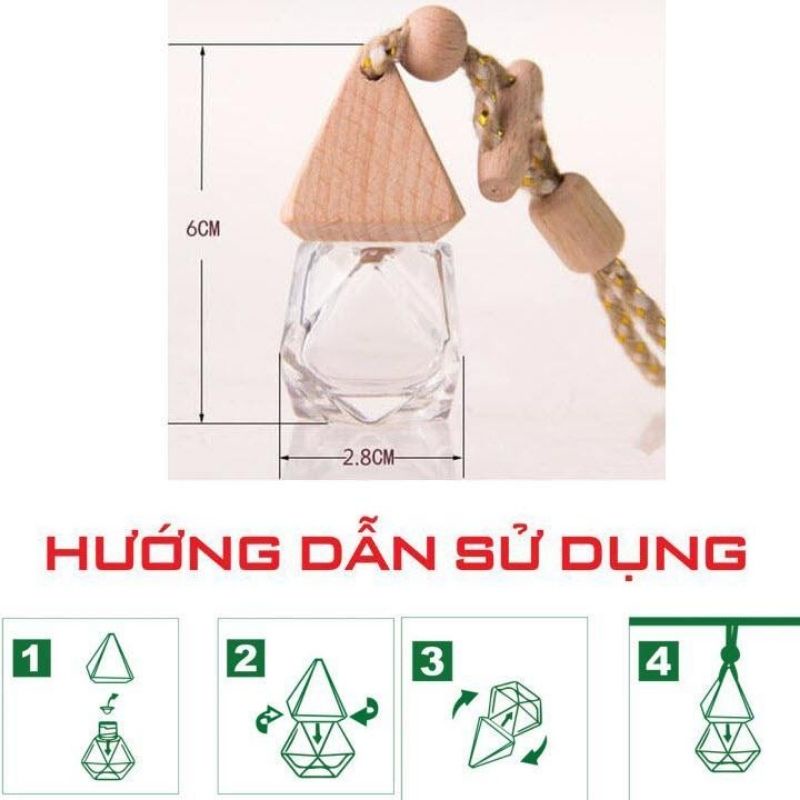 Lọ khuếch tán tinh dầu lục giác treo xe nhiều mùi - 10ml