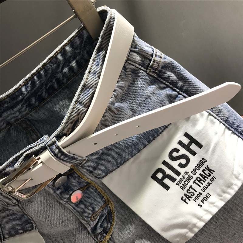 Quần Đùi denim Lưng Cao In Chữ Thời Trang Cho Nữ 11025