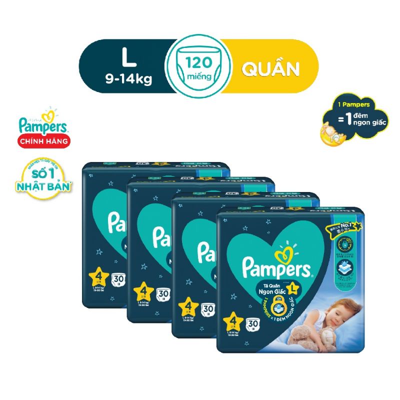 Combo 4 Tã Quần Ngon Giấc Pampers L30/XL26