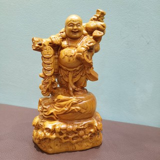 Tượng phật di lặc gỗ bách xanh cao 20 cm