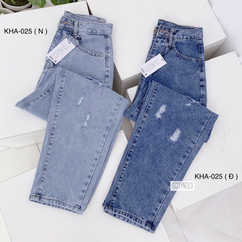 Quần Baggy Nữ Jean Hack Dáng KHA-025 | Quần Baggy Jean Cạp Cao | Vải Jean Wash Xịn | Hàng Đẹp