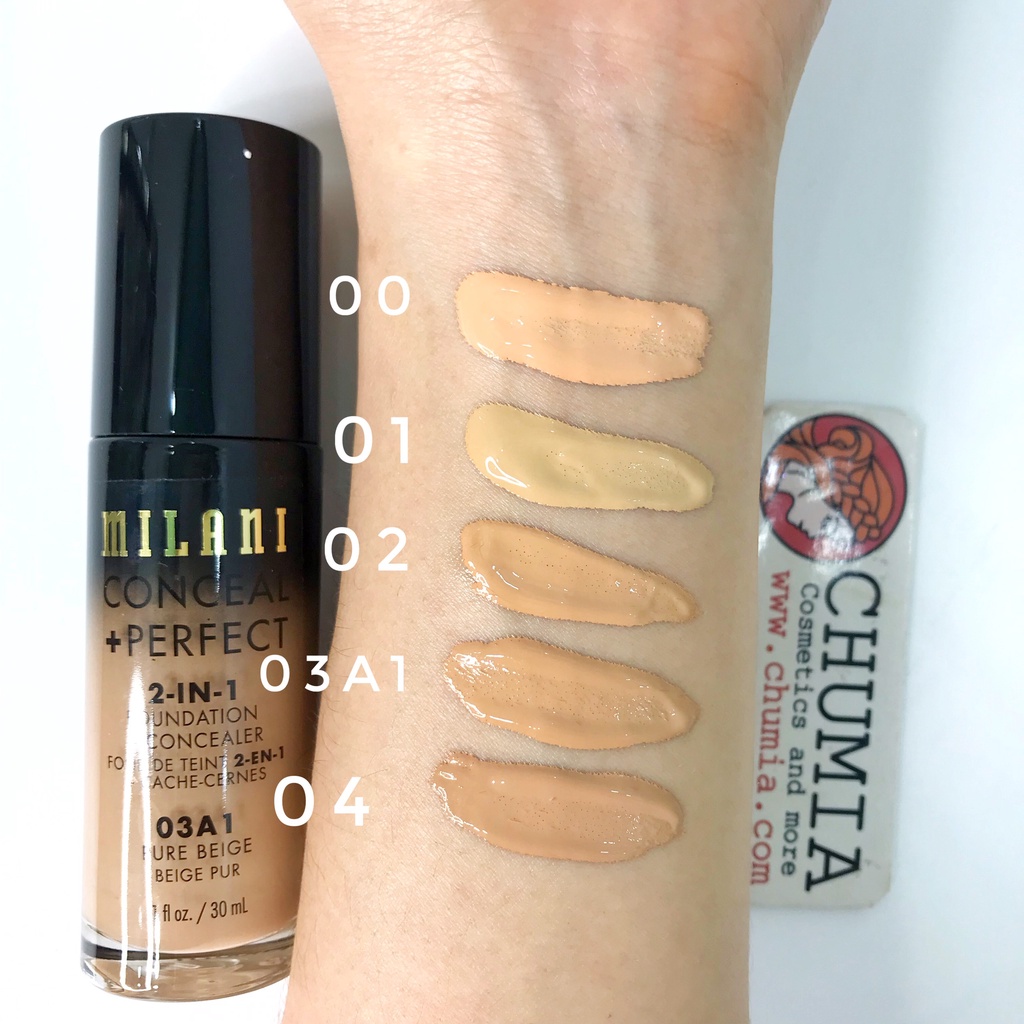 Kem nền che khuyết điểm, kem nền MILANI Conceal + Perfect 2-in-1 Foundation + Concealer - chumia