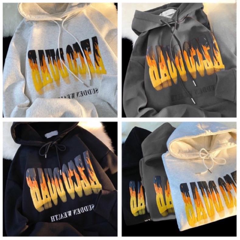 Áo Hoodie Nỉ Chữ Pha Mầu Lửa Cực Chất(Hàng Sẵn)