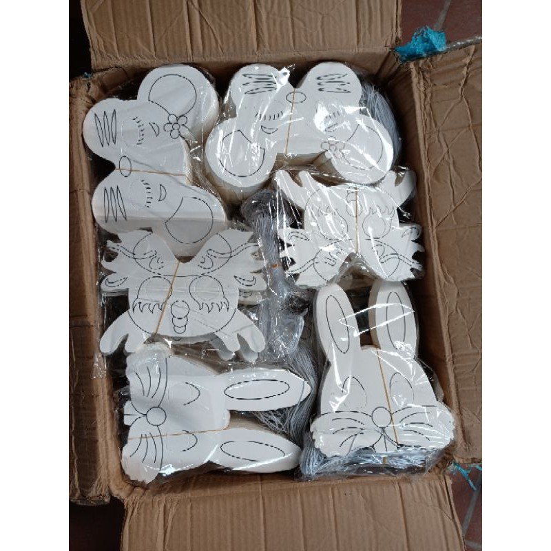 Mặt nạ trắng in hình cho bé yêu tô màu vui haloween