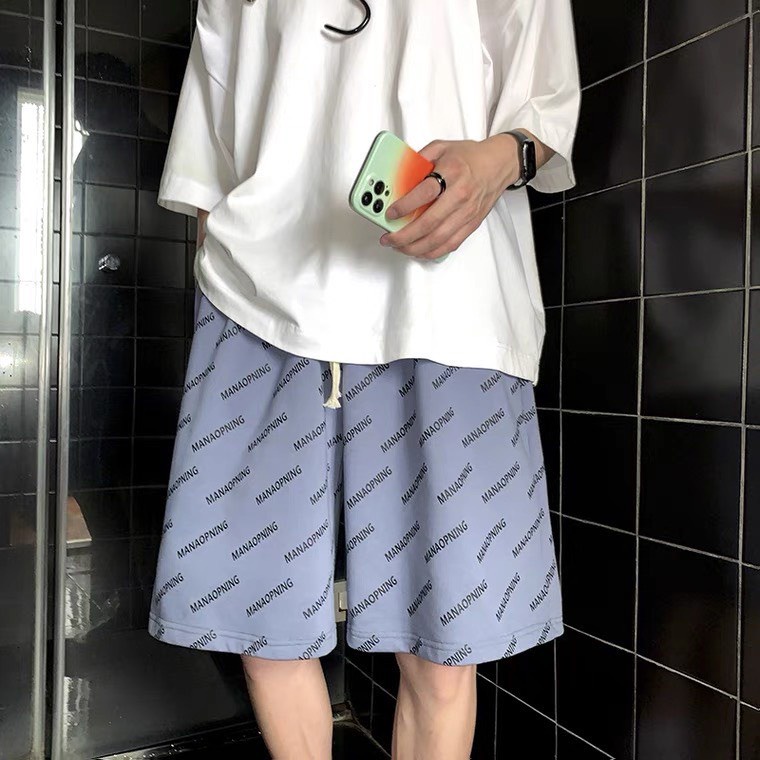 Quần đùi nam in chữ MANAPAOING  chất umi thể thao mặc thoáng mát cho mùa hè
