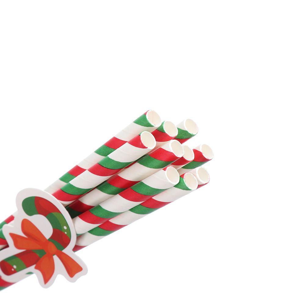 Set 10 Ống Hút Giấy Họa Tiết Giáng Sinh / Sinh Nhật Mới Trang Trí Cây Thông Noel