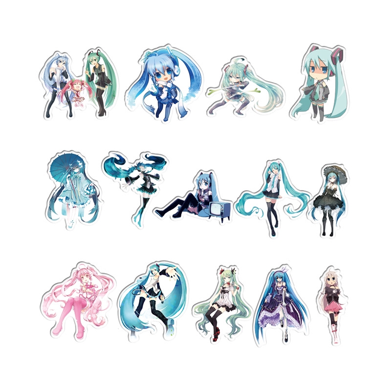❀ Hatsune Miku ❀ Sticker Trang Trí - 100Pcs/set Hatsune Miku Diary Notebook Scrapbooking Phone Luggage Guitar Stickers