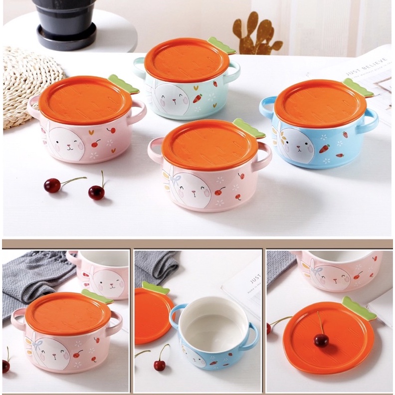 Bát ăn cơm Bát chè Đĩa sứ chén dĩa sứ dễ thương cute Decor Âu Thố thổ nắp sứ siêu nét siêu đẹp