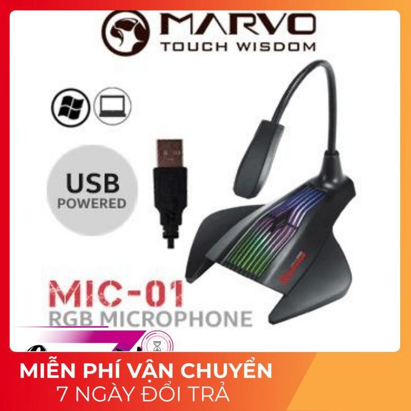 [FREESHIP] Micro Thu âm MARVO MIC 01 có đèn Led RGB