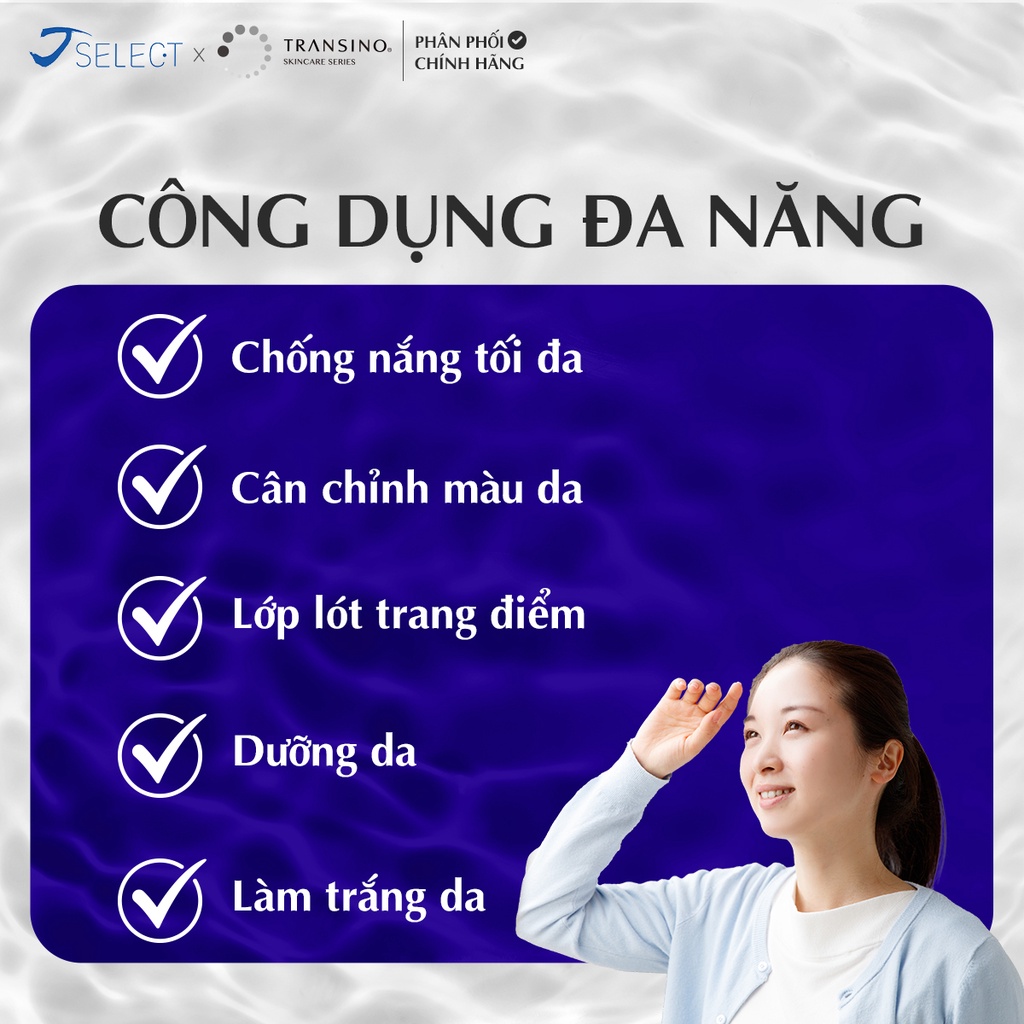 Kem nền UV dưỡng trắng và chống nắng tối đa TRANSINO 30ml