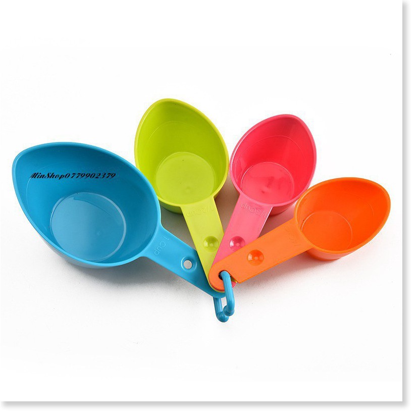 Bộ cup đo lường đong bột sữa nước ,muỗng thìa định lượng 4 món