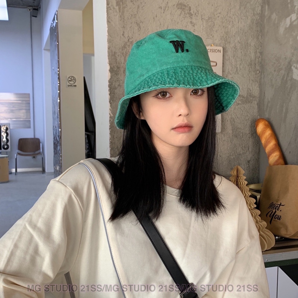 Mũ vành Mg STUDIO thêu chữ w thời trang xinh xắn cho nữ