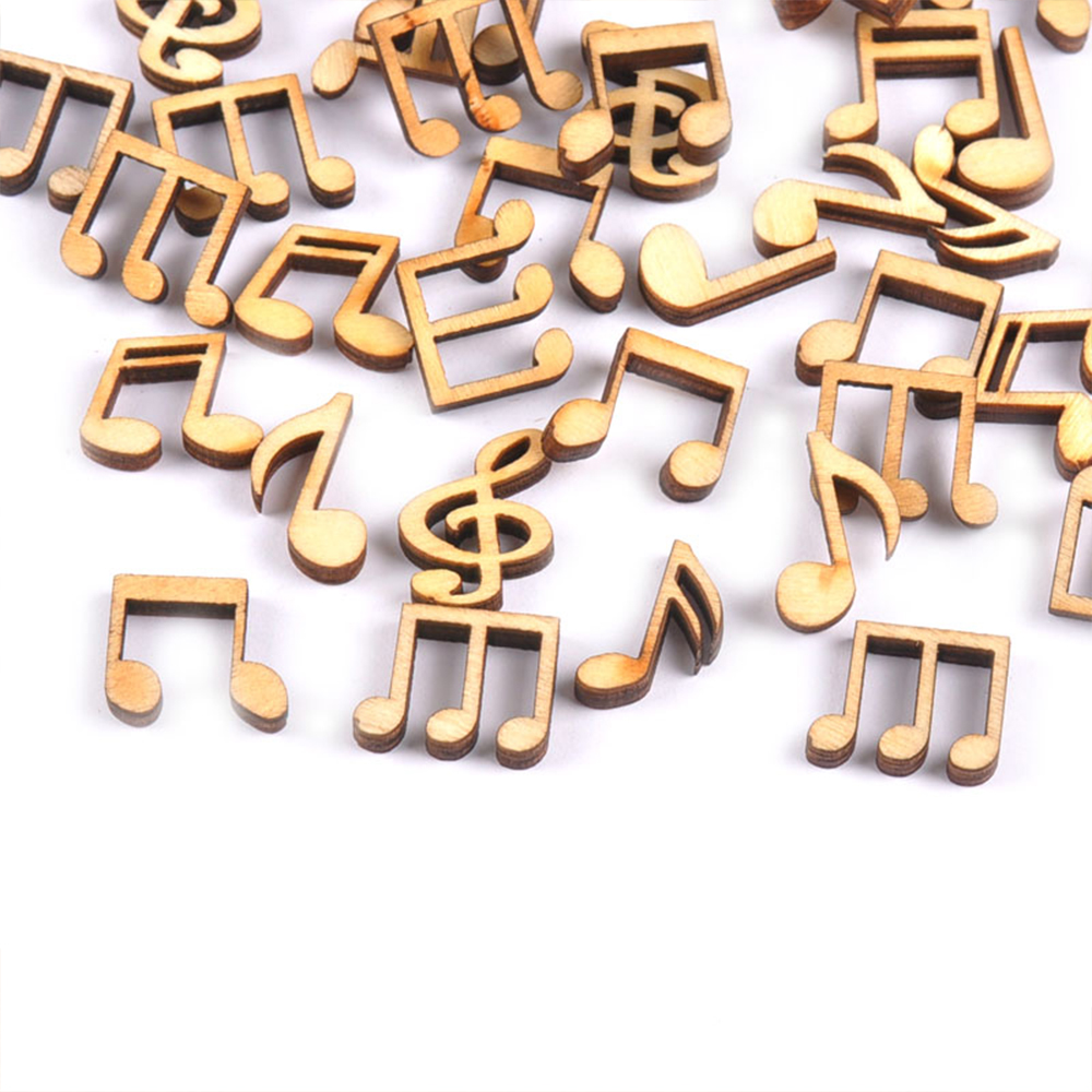 Set 100 thẻ gỗ hình nốt nhạc dùng trang trí sổ tay/ đồ thủ công