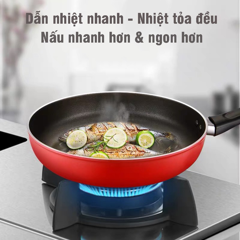 Chảo Chống Dính Dùng Để Rán, Chiên, Xào, Nấu, Luộc Thích Hợp Cho Bếp Từ, Bếp Gas, Bếp Hồng Ngoại Size 24cm VT161