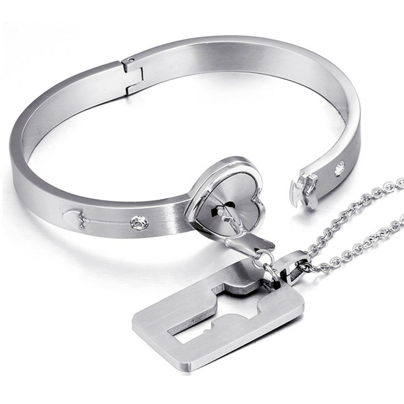 Set 2 Vòng Tay/Vòng cổ/Vòng Tay Mặt Ổ Khóa Ổ Khóa Độc Đáo Thời Trang