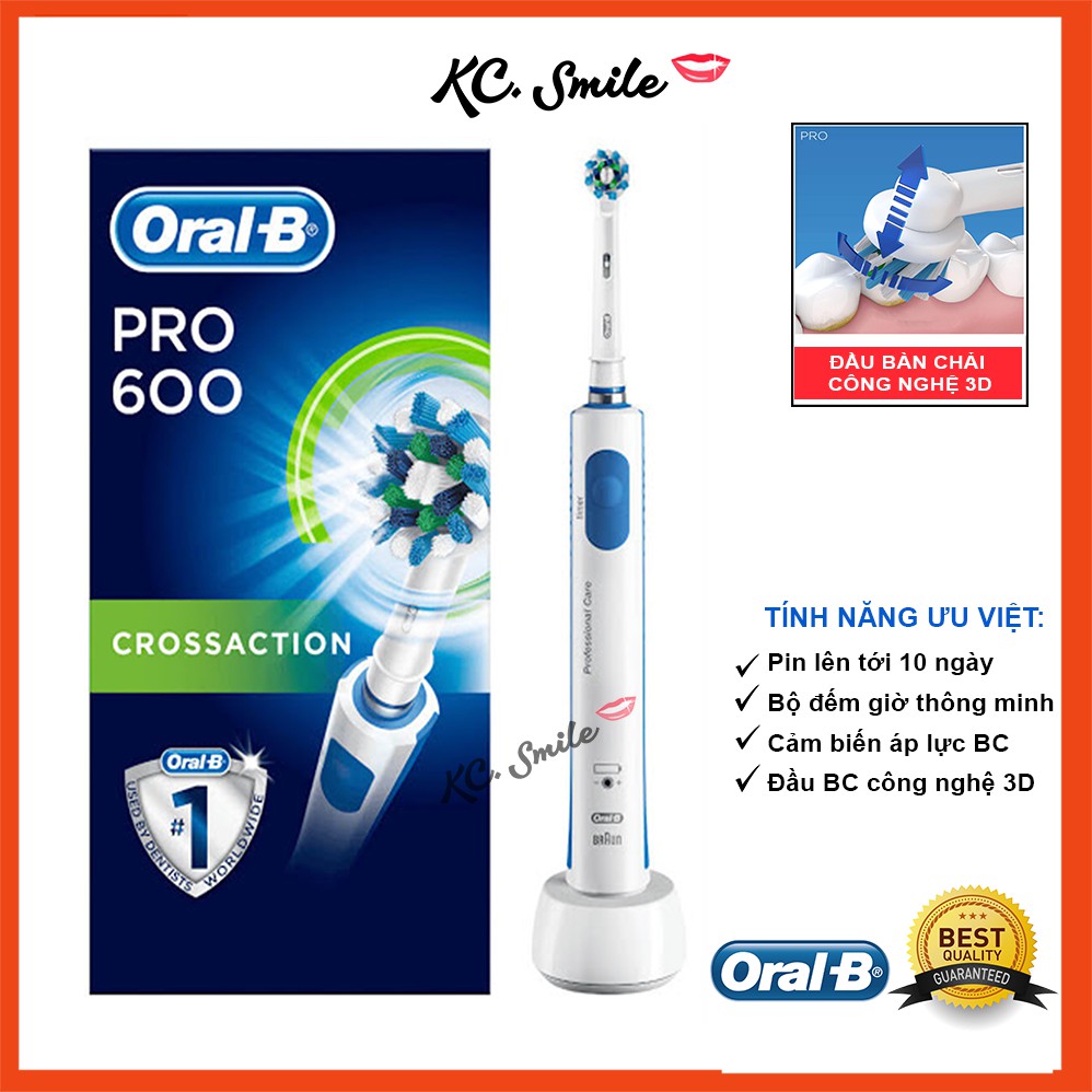Bàn chải điện Oral B Pro 600, 700 - Bàn chải điện giúp làm trắng và sạch răng hiệu quả [Chính Hãng]
