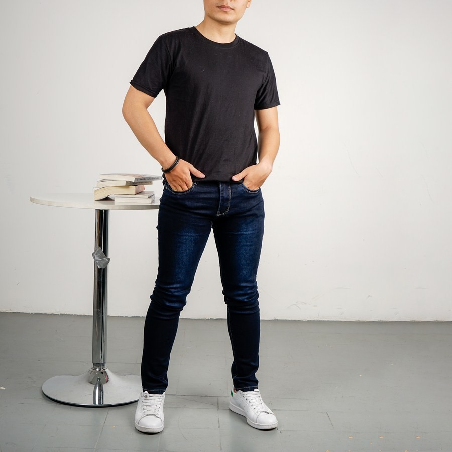 ** Quần Jean Nam Trơn XANH như hình Chất Cotton Co Giãn Dáng Ôm Ống Côn ** - Hàng nhập khẩu trực tiếp tại nhà máy - chất