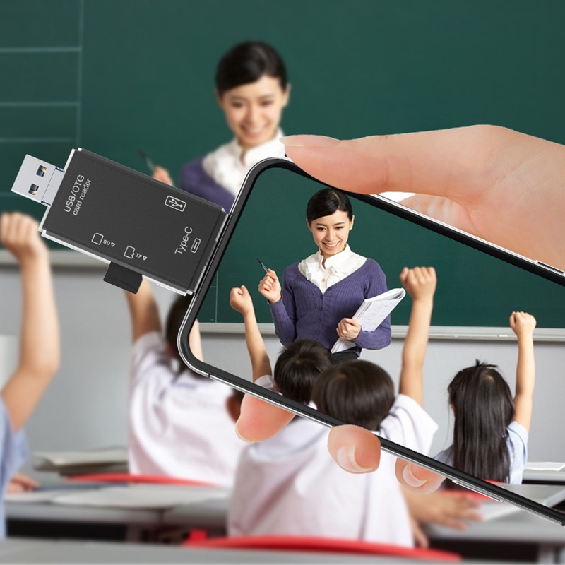 Đầu Đọc Thẻ Nhớ 6 Trong 1 Cổng USB C OTG USB 2.0 Cho Điện Thoại / Máy Tính Bảng / Laptop
