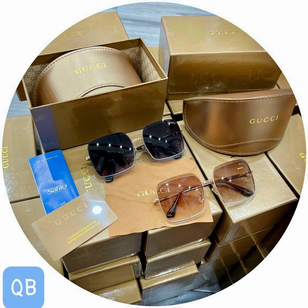 Kính Mát Thời Trang Nam Nữ gucci Full Box Gọng Vuông Nhỏ Nhựa Cao Cấp - Kính Râm Đi Biển