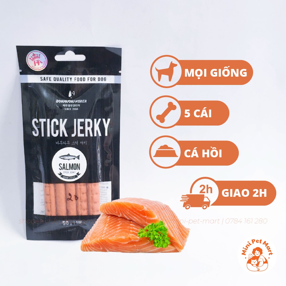 Cá hồi que BOWWOW 50g (5 cái) - snack, bánh thưởng cho chó