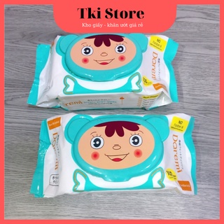 Khăn giấy ướt, khăn ướt bịch lớn Doremi cao cấp 100 tờ không mùi